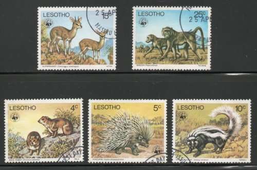 Lesotho 1977 Endangered Species set of 5 very fine used. SG 329-333. Cat £6,75 (2018)