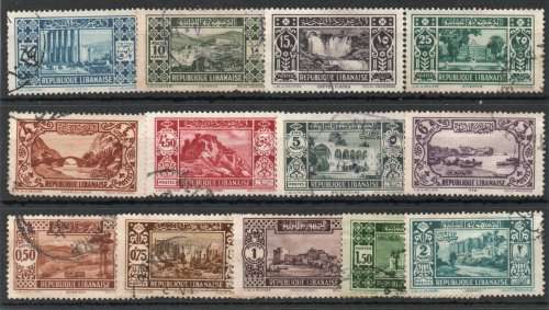 Lebanon 1930 views part set of 13 fine - very fine used. Between SG 166-178. Cat £11,65 (2013)