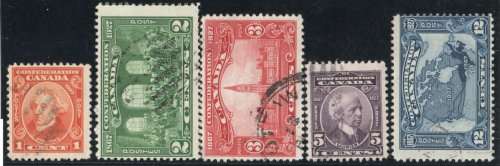 Canada 1927 "60th Anniv of Canada Confederation" set of 5 very fine used. SG 266-270. Cat £17 (2018)