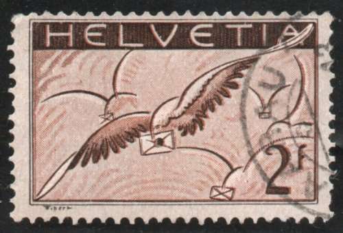 Switzerland 1930 Airmail 2F Carrier Pigeon very fine used. SG 328a. Cat £14 (2013)