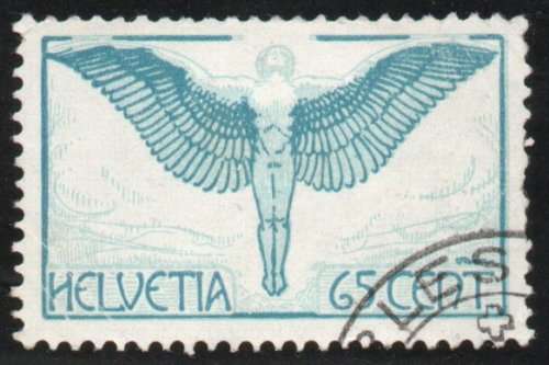 Switzerland 1924 Airmail 65c blue very fine used. SG 325a. Cat £11 (2013)