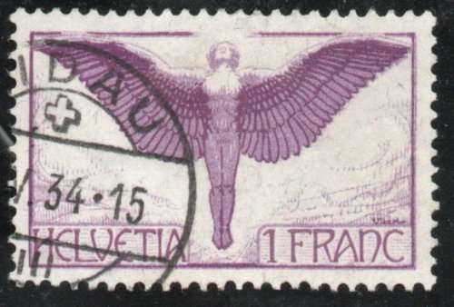 Switzerland 1924 Airmail 1Fr lilac & purple ordinary paper very fine used. SG 327. Cat £70