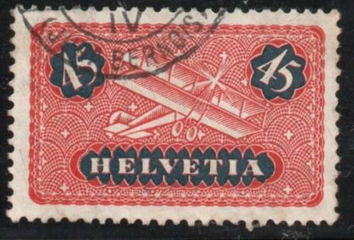 Switzerland 1923 Airmail 45c red and blue very fine used. SG 323. Cat £12,50 (2013)