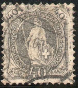Switzerland 1882 Defin 40c grey fine used. SG 209. Cat SG simplified £22 (2013)