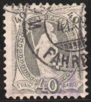 Switzerland 1882 Defin 40c grey very fine used. SG simplified 209. Cat £22 (2013)