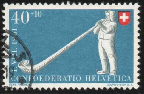 Switzerland 1951 National Fete 40c + 10c blue and grey very fine used. SG 531. Cat £26 (2013)
