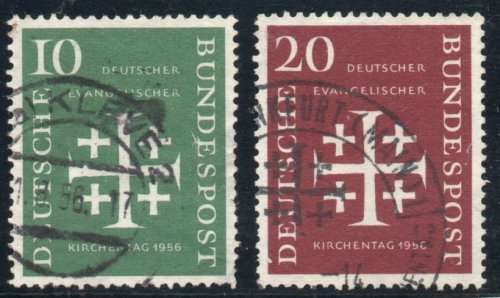 Germany 1956 Evangelical Church Convention Frankfurt set of 2 vfu. SG 1161-2. Cat £12.25 (2013)