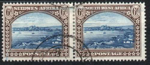 South West Africa 1931 Pictorials 6d perf up very fine used. SG 79. Cat £11 (2018)