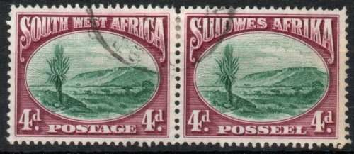South West Africa 1931 Pictorials 4d perf up very fine used. SG 78. Cat £7 (2018)