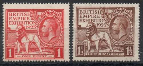 Great Britain 1925 British Empire Exhibition set of 2 vlmm and umm. SG 432-433. Cat £55 for mm.