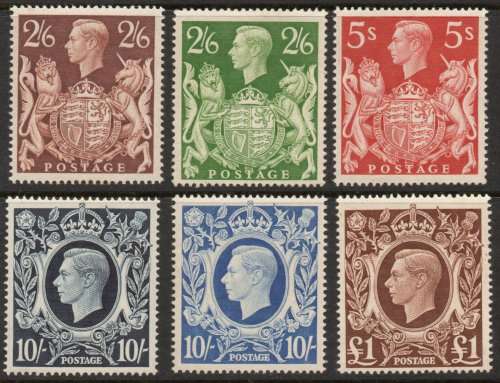 Great Britain 1939-48 KGVI set of 6 superb unmounted mint. SG 476-478c. Cat £425 (2018)