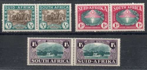 South Africa 1939 Huguenot 250th Anniv set of 3 umm and mm. SACC 81-83. Cat R700 for umm. (2019-20)