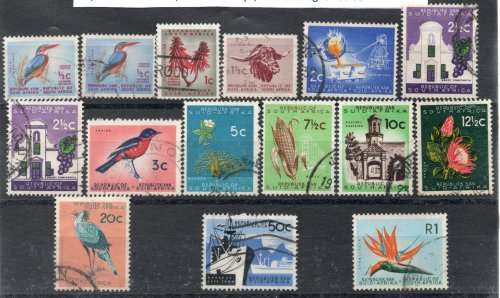 South Africa 1961 definitive set of 13 plus additional ½c and 2½c very fine used. SACC 1979-209.