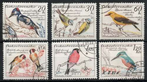 Czechoslovakia 1959 birds part set of 6 (no 40c) very fine used. SG 1120-21, 1123-26. Cat £8.70