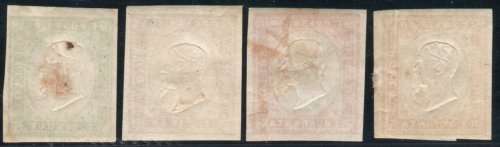 Sardinia 1855 Defin part set of 4 mint. SG 28, 40, 55 and 59. Cat £81 (2013)