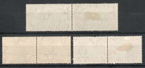 South Africa 1939 Huguenot 250th Anniv set of 3 pairs mm. SACC 81-83. Cat R700 for umm. (2019-20)