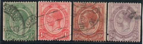South Africa 1913 coil set of 4 very fine used. SACC 17-20. Cat R282 (2019-20)