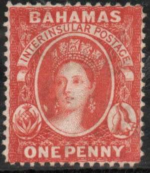 Bahamas 1863-77 Definitive 1d scarlet-vermillion perf 14 mint no gum. SG 33. Cat £70 (2018)