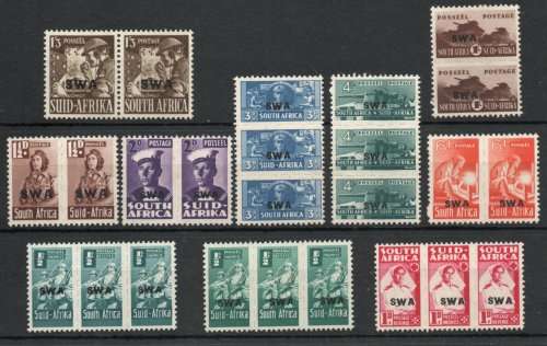 South West Africa 1943-44 Small War Effort part set of 8 units and 1/3d lmm. SACC 149-156 and 158.