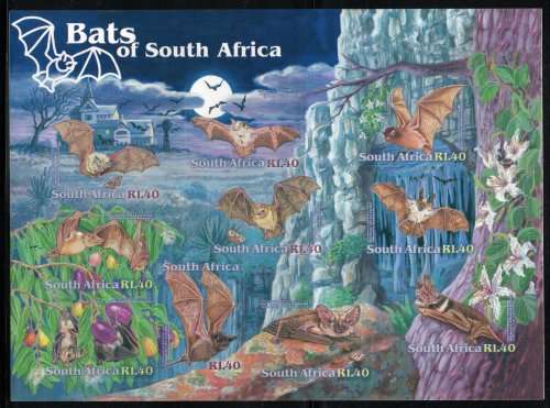 South Africa 2001 `Bats of South Africa` set of 10 umm. SACC 1420. Cat R150 (2023-25)