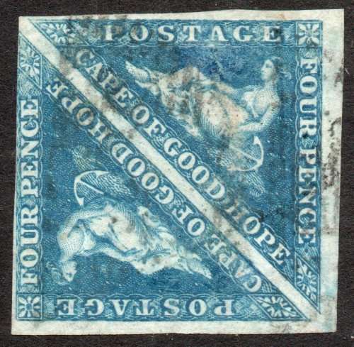 Cape of Good Hope 1855-63 4d blue pair very fine used. SACC 6a. Cat R9600. (2023)