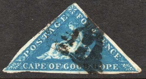 Cape of Good Hope 1855-63 4d deep blue fine used. SACC 6. Cat R1600. (2023)