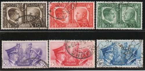 Italy 1941 `Italo-German Friendship` set of 6 vfu. SG 553-558. Cat £17,65 (2013)