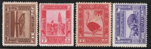 Somalia (Italian) 1932 defin part set of 4 mint no gum. SG 161a, 173, 175a, 176. Cat £58 (2013)