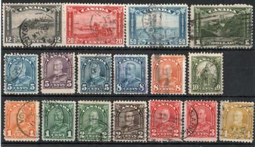 Canada 1930-31 defin set of 16 fine - vfu. SG 288-303. Cat £90 (2018)