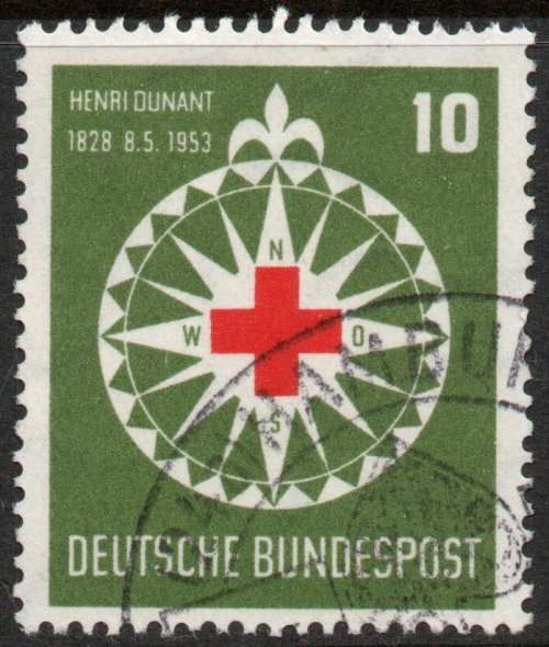 West Germany 1953 125th Birth Anniv of Henri Dunant 10pf vfu. Michel 164. Cat 7,50 Euro (2020/21)