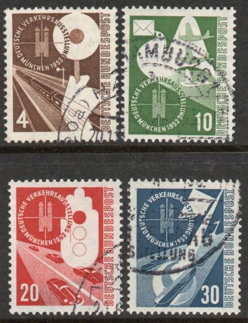 West Germany 1953 Transport Exhibition, Munich set of 4 vfu. Michel 167-170. Cat 40 Euro (2020/21)