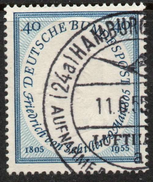 West Germany 1955 150th Death Anniv of Schiller 40pf vfu. Michel 210. Cat 6,50 Euro (2020/21)
