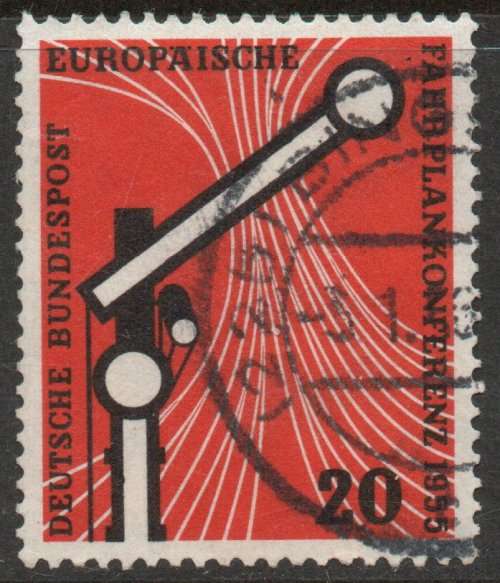 West Germany 1955 Railway Timetable Conference 20pf vfu. Michel 219. Cat 3 Euro (2020/21)