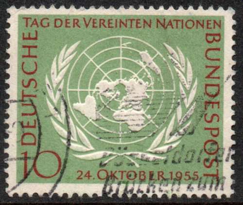 West Germany 1955 UN Day 10pf very fine used. Michel 221. Cat 5 Euro (2020/21)