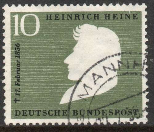 West Germany 1956 Death centenary of Heine (poet) 10pf vfu. Michel 229. Cat 4 Euro (2020/21)