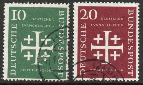 West Germany 1956 Evangelical Church Convention set of 2 vfu. Michel 235-236. Cat 10 Euro (2020/21)