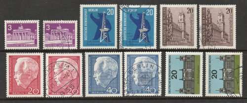 Germany Berlin 1963-64 singles and sets mint and used. Michel 231-235 Cat 4,80 Euro (2020/21)