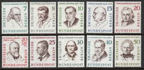 Germany Berlin 1957 Portraits set of 10 mounted mint. Michel 163-172. Cat 14 Euro (2020/21)