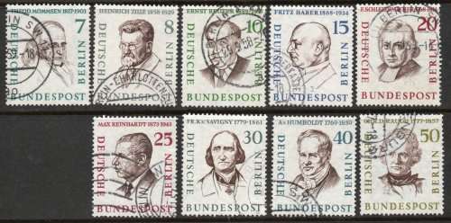 Germany Berlin 1957 Portraits part set of 9 vfu. Michel 163-167 and 168-172. Cat 16,8 Euro (2020/21)