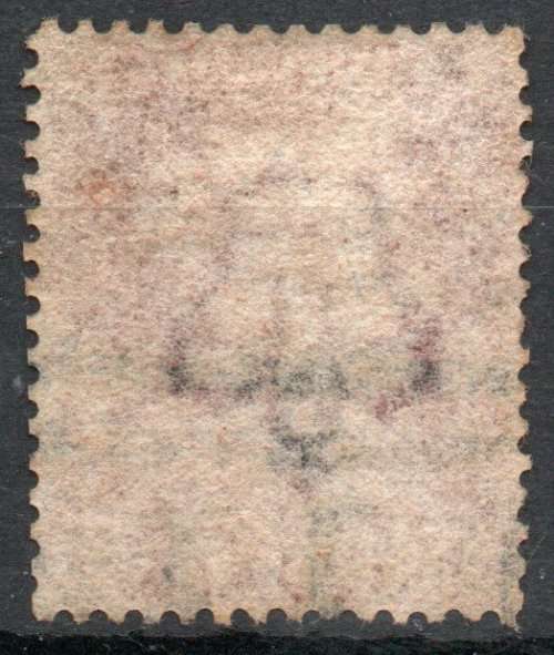 Great Britain 1864-79 QV 1d lake-red plate 123 vfu with scarce inv wmk. SG 44. Cat £35 (2018)