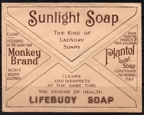 Great Britain KEVII ½d on interesting `SOAPMAKERS` cover from Lever Brothers, England to Kimberley.