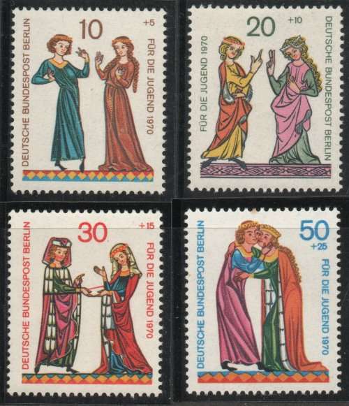 Germany Berlin 1970 Miniatures of Minnesingers set of 4 umm. Michel 354-7. Cat 3 Euro (2020/21)