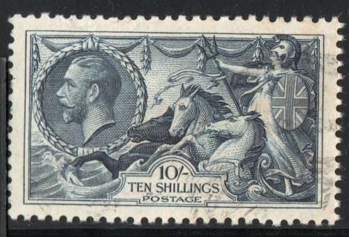 Great Britain 1934 Sea Horse 10/- Indigo very fine used. SG 452. Cat £80 (2022)