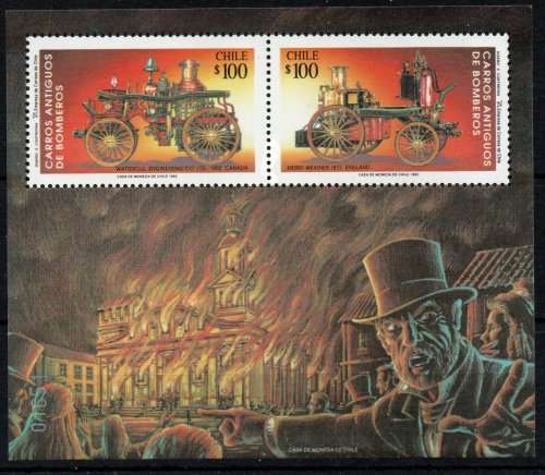 Chile 1993 Fire Engines (1st series) mini sheet unmounted mint. SG MS1502. Cat £4,75 (2013)