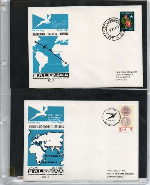South Africa First Flight Covers complete from No 2 - No 52 in album. Only a few scans.
