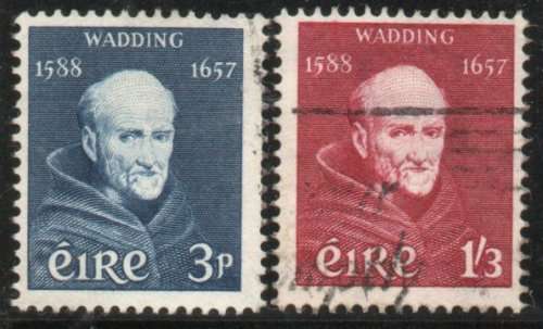 Ireland 1957 300th Death Anniv Father Luke Wadding set of 2 vfu. SG 170-171. Cat £8,60 (2022)