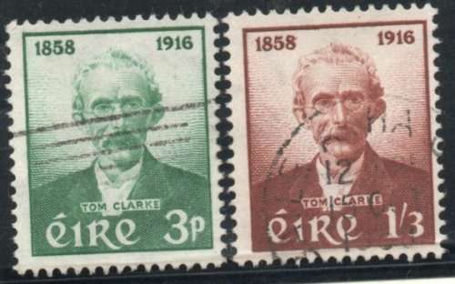 Ireland 1957 Birth Cent of Thomas Clarke set of 2 vfu. SG 172-173. Cat £9,10 (2022)