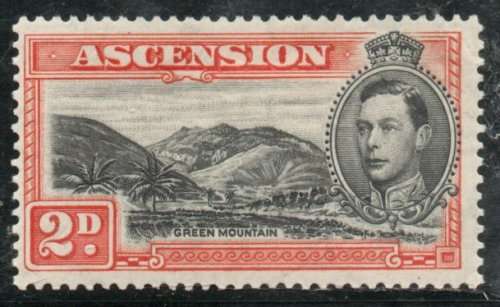 Ascension 1938 KGVI Defin 2d black and red-orange perf 13½ mounted mint. SG 41. Cat £11 (2022)