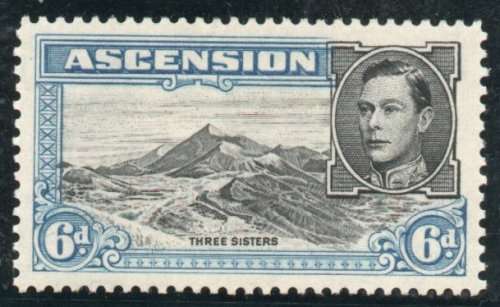 Ascension 1938 KGVI Defin 6d black and blue perf 13 mounted mint. SG 43b. Cat £16 (2022)