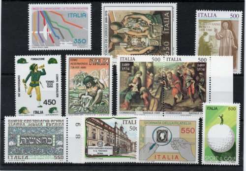 Italy 1986-89 10 unmounted mint stamps. SG1930-1, 1953, 1984-5, 1987-8, 1996, 2046-7. Cat £13,60.